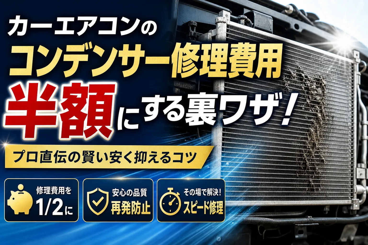 カーエアコンのコンデンサーの修理費用を半額にする裏ワザ！プロ直伝の賢い安く抑えるコツ